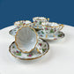 Vintage Moss Rose Porcelain Tea Cup and Saucer: Gold Swirl Silhouette