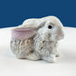 Cute Porcelain Gray Bunny with Pink Ears. Rabbit Figurine for Kids Room, Easter Spring Celebration. Dining Rm Display. Collectible Statuette