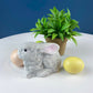 Cute Porcelain Gray Bunny with Pink Ears. Rabbit Figurine for Kids Room, Easter Spring Celebration. Dining Rm Display. Collectible Statuette