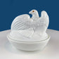 Westmoreland Milk Glass Eagle with Babies. Large White Bird On Nest Bowl. Cookie Jar with Lid. Storage Dish for Trinkets or Bath Accessories