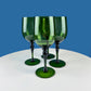 Stunning Green Wine Goblets.  Set of Four Stemware. Dark Green Hand Blown Glasses. Elegant Dining Room Decor. Unique Barware. Wedding Gift.