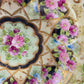 Stunning Antique Hand Painted Porcelain Bowl. Centerpiece Dish with Scalloped Edges. Gold Framework & Flowers. Dining Room Decor.
