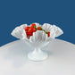 Small Milk Glass Footed Fruit or Candy Bowl with Scalloped Edge. Home Dining Room Kitchen Decor. White Serving Dish. Collectible Milk Glass.