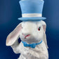Cute Porcelain Gray Bunny with Pink Ears. Rabbit Figurine for Kids Room, Easter Spring Celebration. Dining Rm Display. Collectible Statuette