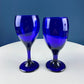 Cobalt Blue Wine Glasses. Set of Four Stemware. Dark Blue Modern Design. Holiday Celebration. Home Dining Room Decor. Gift for Him or Her.