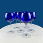Cobalt Blue Wine Glasses. Set of Four Stemware. Dark Blue Modern Design. Holiday Celebration. Home Dining Room Decor. Gift for Him or Her.