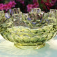 Green Glass Compote Shaped Like a Tree. Vintage Footed Serving Dish with Stem Shaped like a Tree Trunk. Fruit Stand. Table Centerpiece.