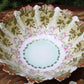 Antique Austrian Hand Painted Porcelain Serving Bowl with Matching Salad Dessert Bowls. Rose Motif Ornate Scalloped Edge. Dining Room Decor.