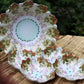 Antique Austrian Hand Painted Porcelain Serving Bowl with Matching Salad Dessert Bowls. Rose Motif Ornate Scalloped Edge. Dining Room Decor.