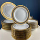 Vintage Sheng Xing Porcelain Dinnerware Set: White, Gold & Platinum Greek Motif