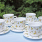 Tea Coffee Serving Set by Noritake, Elvira. 4 Porcelain Cups & Saucers, 4 Square Dessert Salad Plates. Hosting Essentials. Dining Room Decor