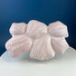 Vintage Shell Pink Jeanette Milk Glass Divided Serving Platter. Stunning 3-d Feather Motif. 6 Section Bowl.  Appetizers Condiments Fruit.