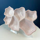 Vintage Shell Pink Jeanette Milk Glass Divided Serving Platter. Stunning 3-d Feather Motif. 6 Section Bowl.  Appetizers Condiments Fruit.