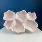 Vintage Shell Pink Jeanette Milk Glass Divided Serving Platter. Stunning 3-d Feather Motif. 6 Section Bowl.  Appetizers Condiments Fruit.