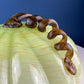 Large Hand Blown Glass Pumpkin. Stunning Lime Yellow Glass Gourd with Brown Stem. Collectible Home Decor for Fall, Halloween, Thanksgiving.