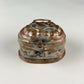 Hand Pounded Copper Cricket Boxes with Hinged Lids. Set of 4 Oval Metal Boxes with Perforated Bases. Rustic Collection of Containers.