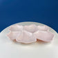 Vintage Shell Pink Jeanette Milk Glass Divided Serving Platter. Stunning 3-d Feather Motif. 6 Section Bowl.  Appetizers Condiments Fruit.