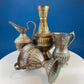 Antique Rustic Hand Pounded Copper and Tin Cups. Set of 4 Different Vessels. Beautiful Fluting. Rustic Home Decor. Gift for Him or Her.