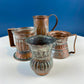 Antique Rustic Hand Pounded Copper and Tin Cups. Set of 4 Different Vessels. Beautiful Fluting. Rustic Home Decor. Gift for Him or Her.