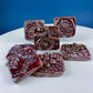 Set of 7 Handmade 3D High Gloss Art Tiles. Dark Red Translucent Glaze. Water Creatures Formations Flora. Wall Decor. Gift for Artist.