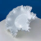 Large Silvercrest Bowl with Ruffled Edge. White Glass Fruit Bowl or Serving Dish with Clear Brim. Table Centerpiece. Wedding Gift.