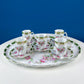 Antique Hot Chocolate or Coco Serving Set. Wild Roses Motif. Oval Hand-Painted Tray & Five Matching Cups. Anniversary Gift. Gift for Mom.