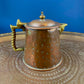 Hand Pounded Tin Copper Turkish Beverage Dispenser with Brass Spigot & Handles. Rustic Jug.