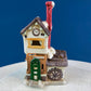 Christmas Village Collection of Small Illuminated Houses. Set of 4 Bldgs: Mill, 2 Churches, Train St., Council Offices, 2 Sheep and 3 Pines.