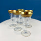 Antique Tiffin Franciscan Wine Goblets with Embossed Gold Rims. Set of 5 Faceted Mid Century Stemware. 24K Gold. Dining Room Decor. Gift for Him Her