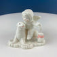 Polar Pals Playing in Snow Under Lit Christmas Tree. 3 White Porcelain Cupid Figurines Celebrating Friendship. Kids Room. Night Light.