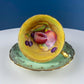 Vintage Mint Green and Gold Tea Cup & Saucer with Fruit Motif. Paragon Fine Bone China. Peaches, Plums, Berries. Gift for Him Her Tea Lover.