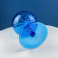 Blue Hand-Blown Glass Footed Vase. Large Goblet with Thumb Print Motif. Collectible Modern Glass. Home or Retail Decor. Interior Design Idea