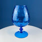 Blue Hand-Blown Glass Footed Vase. Large Goblet with Thumb Print Motif. Collectible Modern Glass. Home or Retail Decor. Interior Design Idea