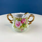 Lefton Hand Painted Tea Set. Cup Saucer Creamer Sugar Jar with Spoon. Roses Motif. Dining Room Table Decor. Tea Garden Party. Gift for Her.