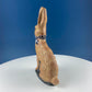 Brown Rustic Bunny Rabbit Figurine with Plead Bow. Hand-Painted Easter Display. Spring Celebration. Modern Farmhouse. Dining Room Decor.