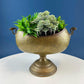 Antique Hand Hammered Brass & Copper Jardiniere Footed Flower Pot Vase. Herb Growing Container. Rustic Table Decor. 19th C Imperial Russia.