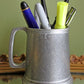 English Pewter Beer Mug with Embossed Medallion. Beer Jug Made with Pewter