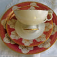 Antique Elgenbein Bavarian Porcelain Cup, Saucer, and Plate, Gold Floral