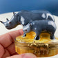 Lion and Baby Vintage Geo Z. Lefton Miniature Box. Collectible Porcelain & Brass Trinket Ring Pill Box. African Safari Design. Animal Lover.