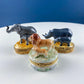 Mom and Baby Rhinos Vintage Retired Limoges Miniature Box. Collectible Porcelain & Brass Trinket Ring Pill Box. African Safari Design.
