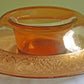 Antique Pink Glass Serving Plate with Center Handle & Black Rim. Delicate Gold Motif of Lotuses. Art Deco Cookies, Cupcakes, Sweets Platter.