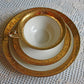 Antique Eschenbach Bavarian Porcelain Tea Trio: Gold Floral Cup, Saucer, Plate