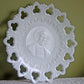 Milk Glass Display Plate with Lacy Rim - Embossed Columbus
