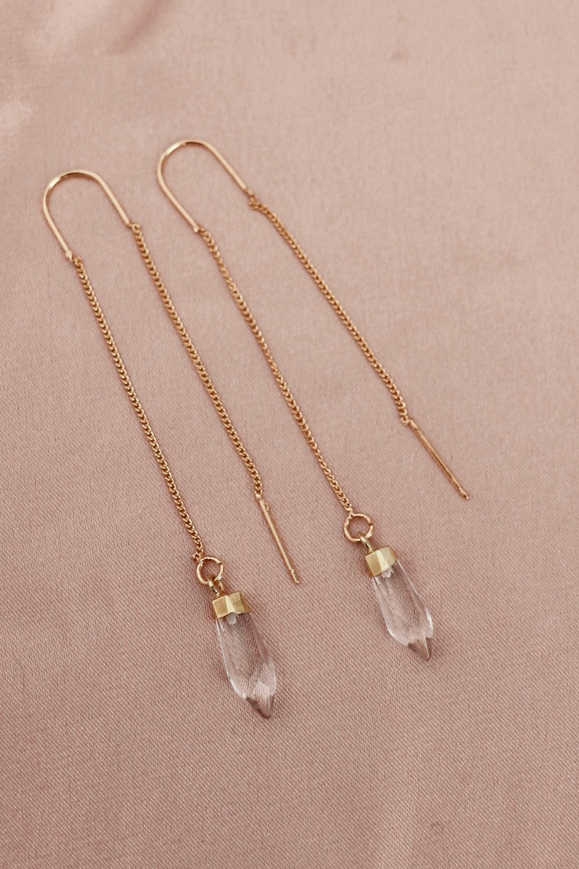 Faceted quartz suncatcher threader earrings by Terra Luna Sol