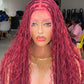 Bohemian Knotless Braid Wig, Full Lace, Burgundy Waist, Medium Cap - NATA