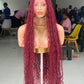 Bohemian Knotless Braid Wig, Full Lace, Burgundy Waist, Medium Cap - NATA