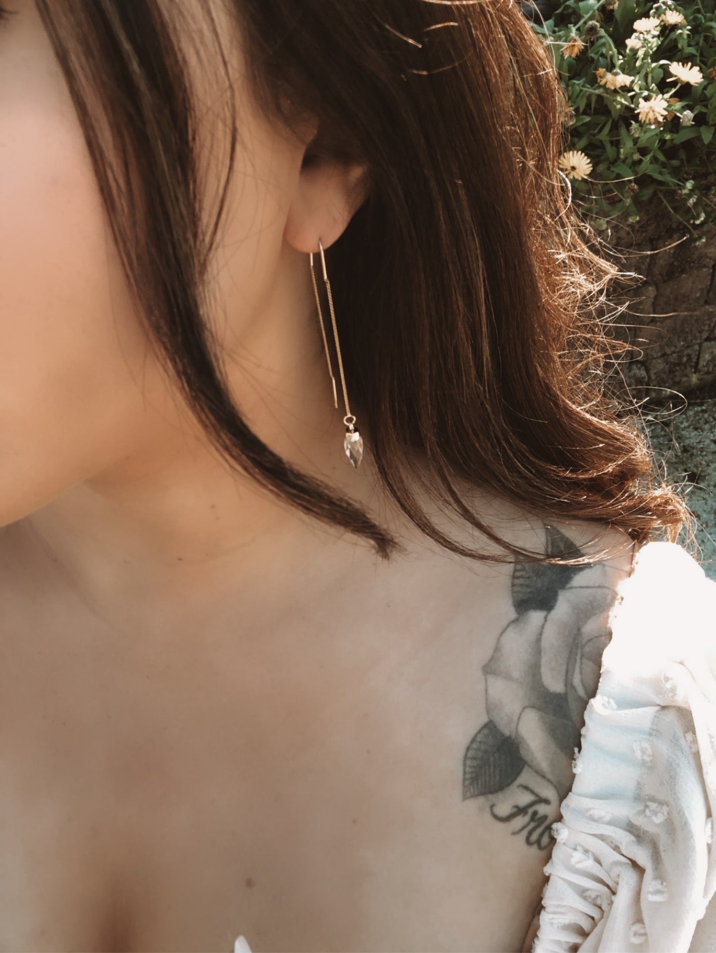 Faceted quartz suncatcher threader earrings by Terra Luna Sol