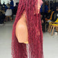 Bohemian Knotless Braid Wig, Full Lace, Burgundy Waist, Medium Cap - NATA