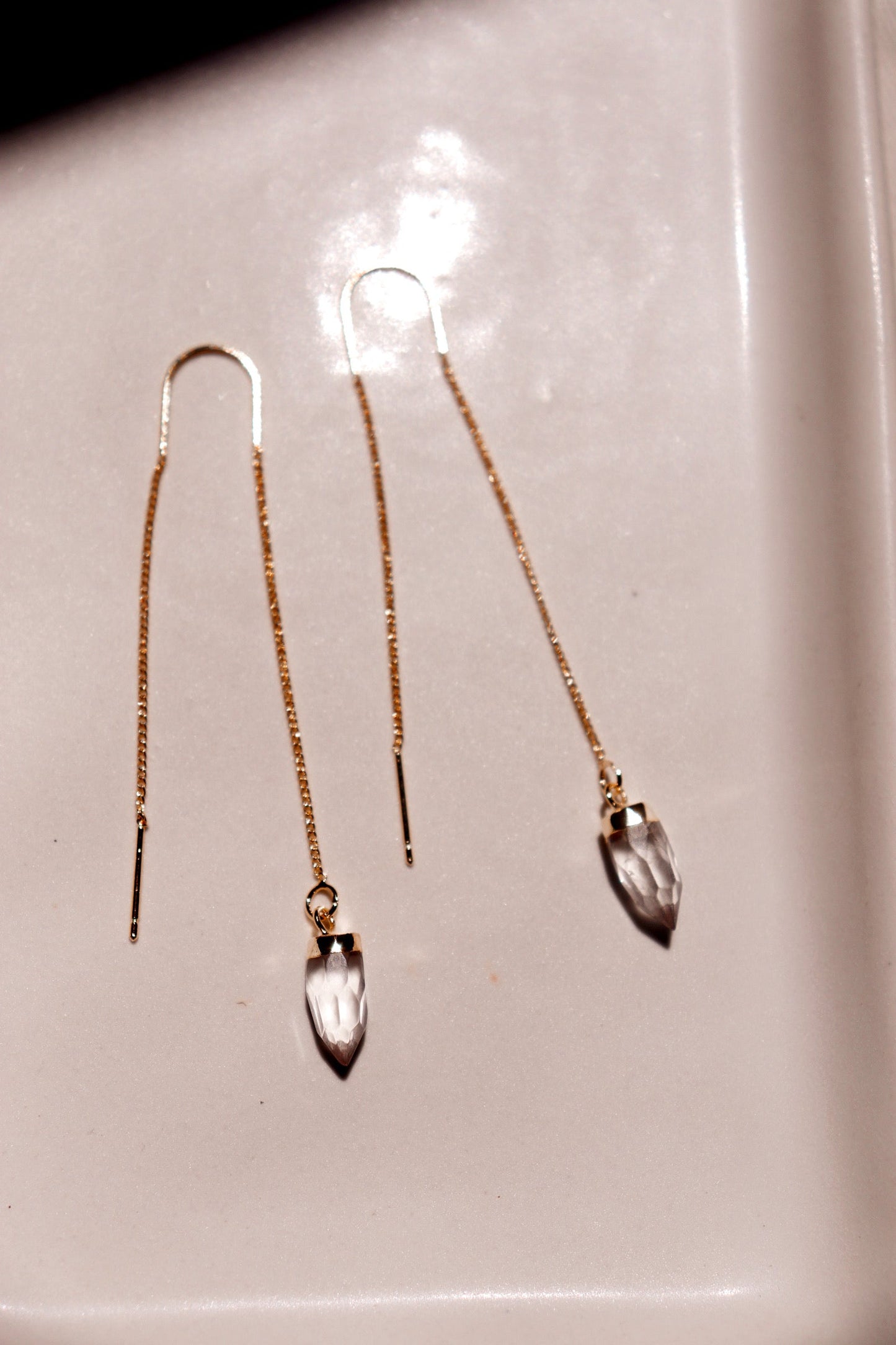 Faceted quartz suncatcher threader earrings by Terra Luna Sol