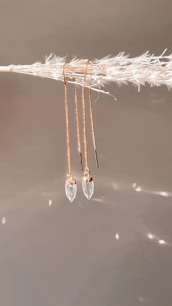 Faceted quartz suncatcher threader earrings by Terra Luna Sol